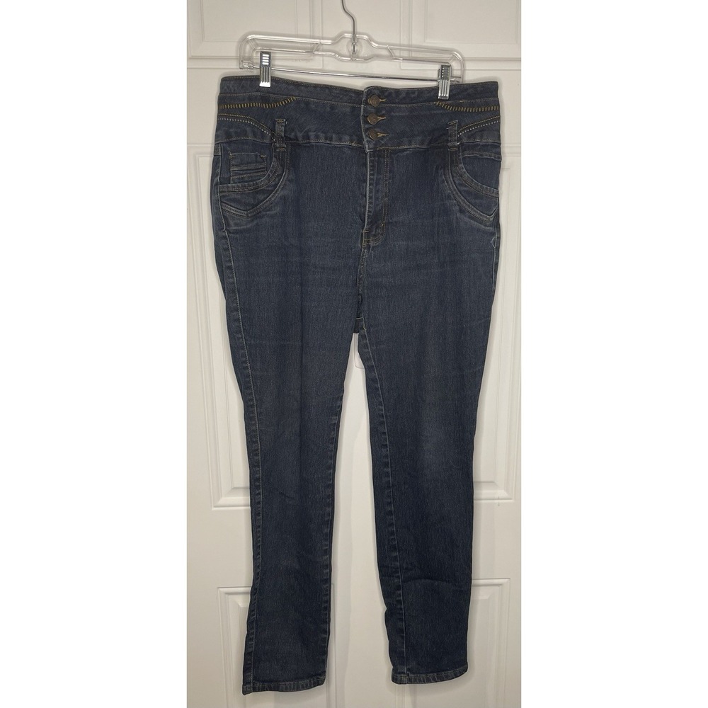 Fashion2Love Jeans Women's Size 20 Dark Wash Wide Waistband High Wast Straight
